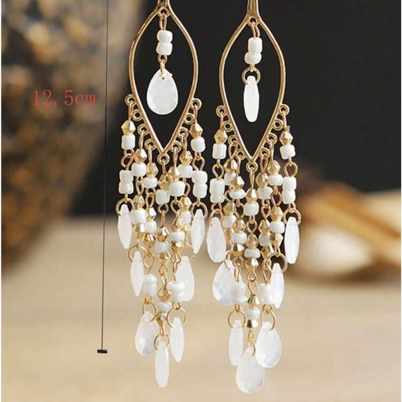 New beaded long dangling earrings - Picture 3 of 3